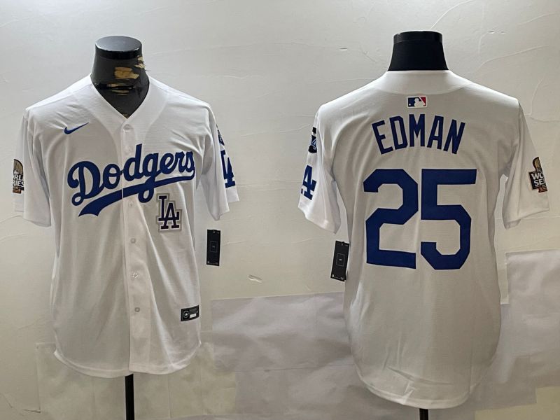 Men Los Angeles Dodgers 25 Edman White Game 2024 Nike MLB Jersey style 112011